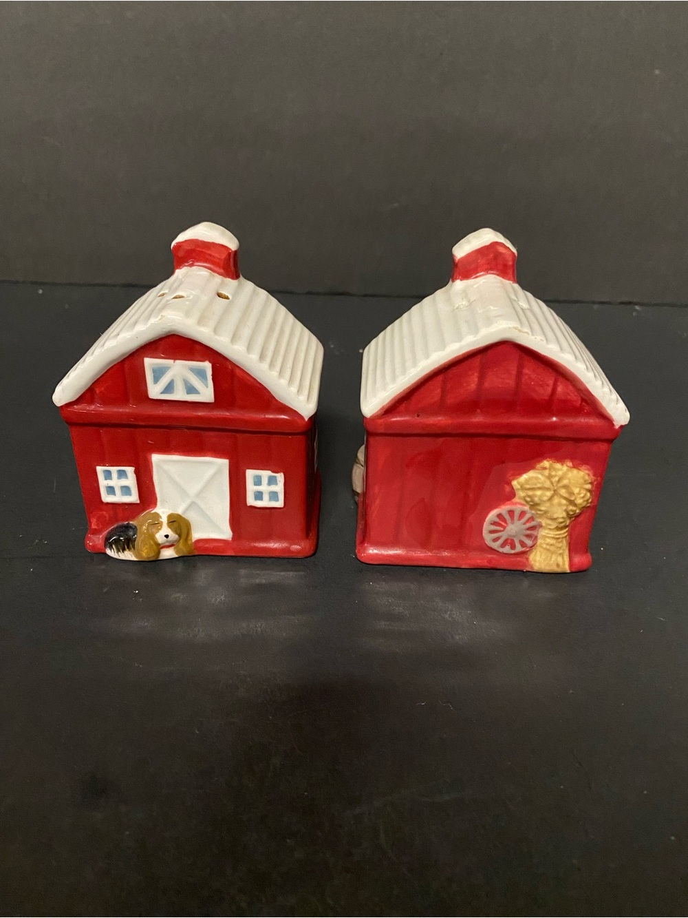 Red Ceramic Pioneer Woman  Barn Vintage Salt and Pepper Shaker Set